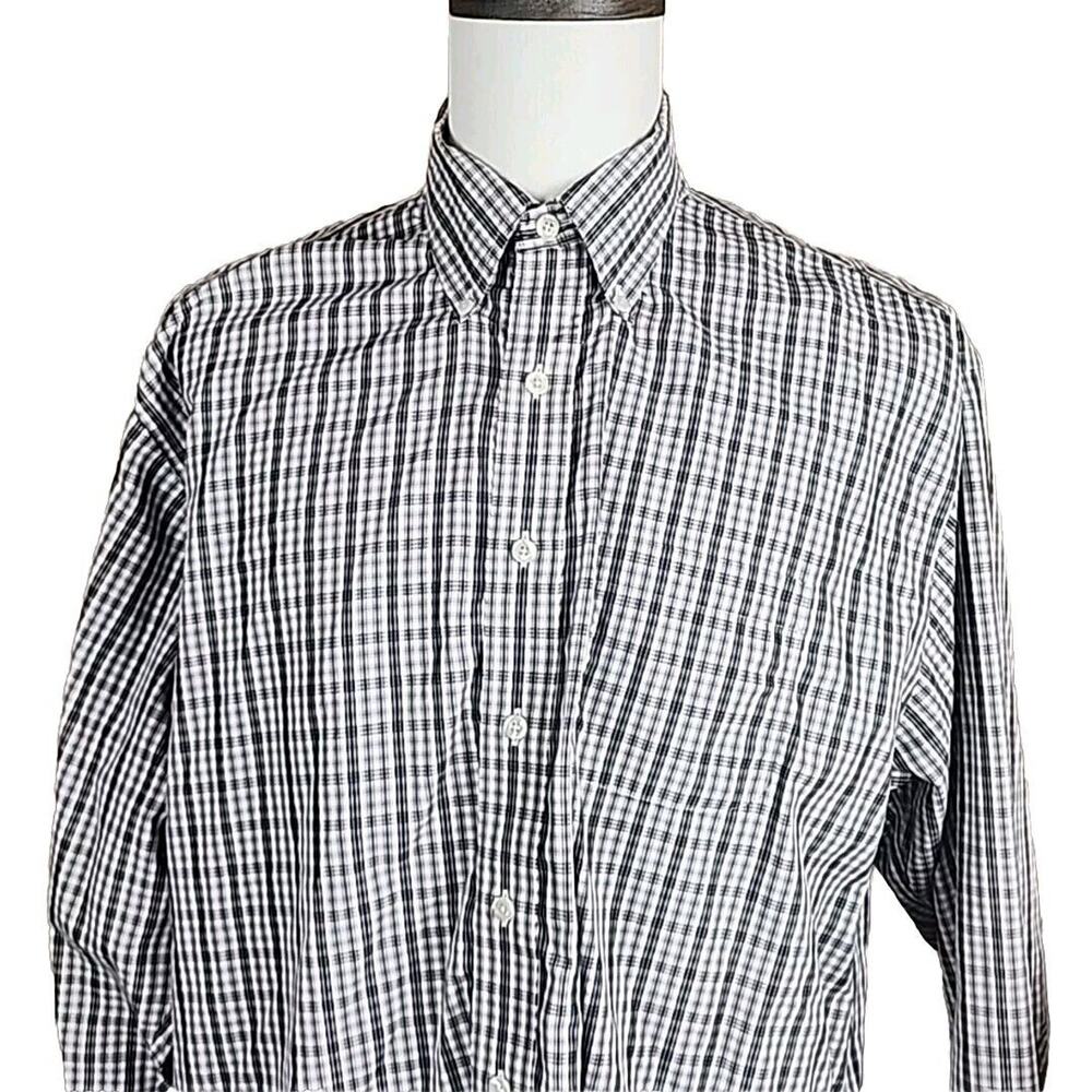 Brooks Brothers 346 Non Iron Button Down Shirt Long Sleeve Black White Check